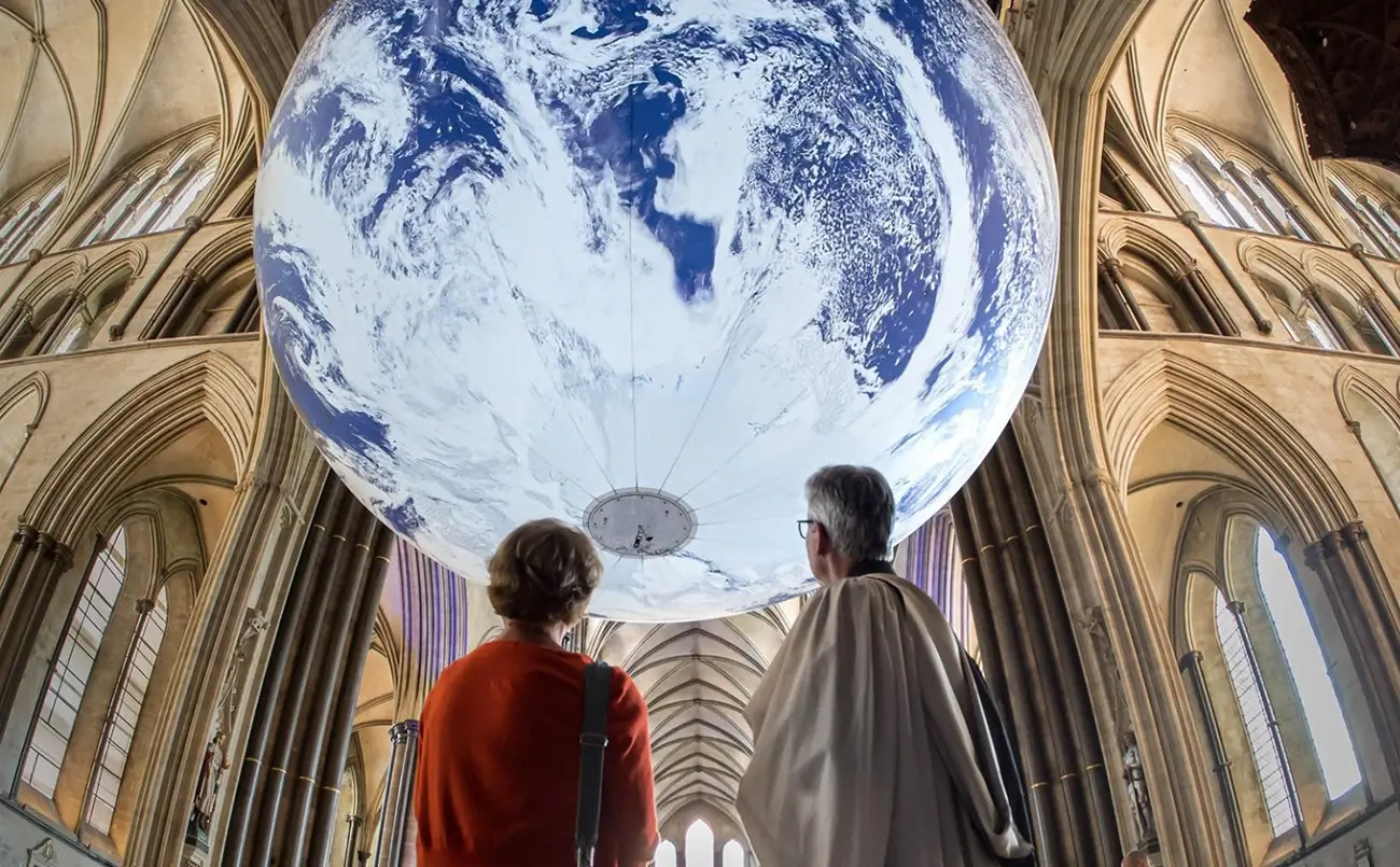 A giant globe in Salisbury Cathedral